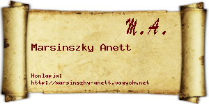 Marsinszky Anett névjegykártya